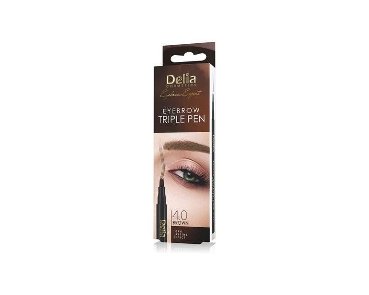 Delia Cosmetics Brown Triple Eyebrow Pen Feather Method All Day Durability Quick & Easy Application Natural Look