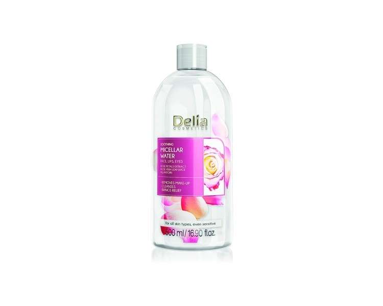 Delia Cosmetics Soothing Micellar Water Facial Cleanser with Rose Petal Extract and Allantoin 500ml