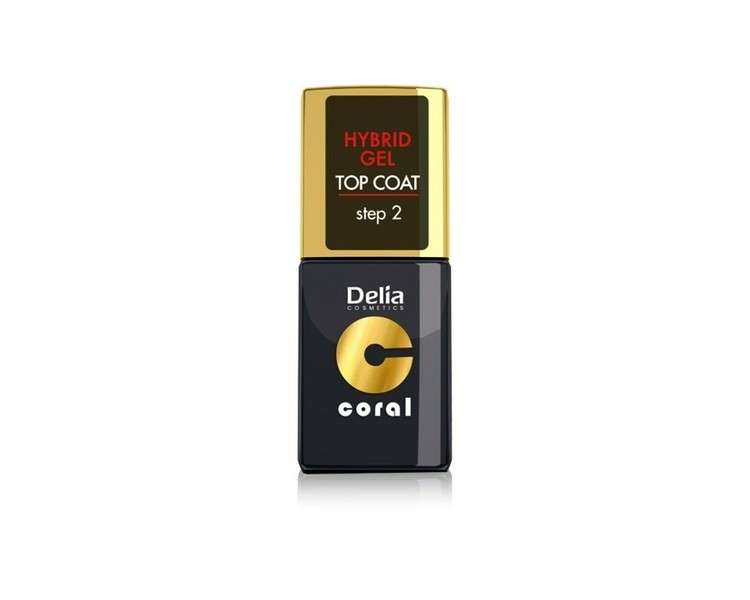 Delia Cosmetics Coral Hybrid Gel Nail Polish Top Coat 11ml