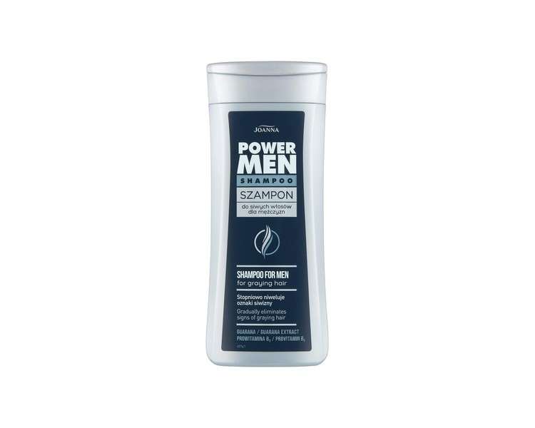 JOANNA Power Man Shampoo for Men to Remove Gray Hair - Gradually Eliminates Signs of Graying - Guarana and Provitamin B5 - 200ml