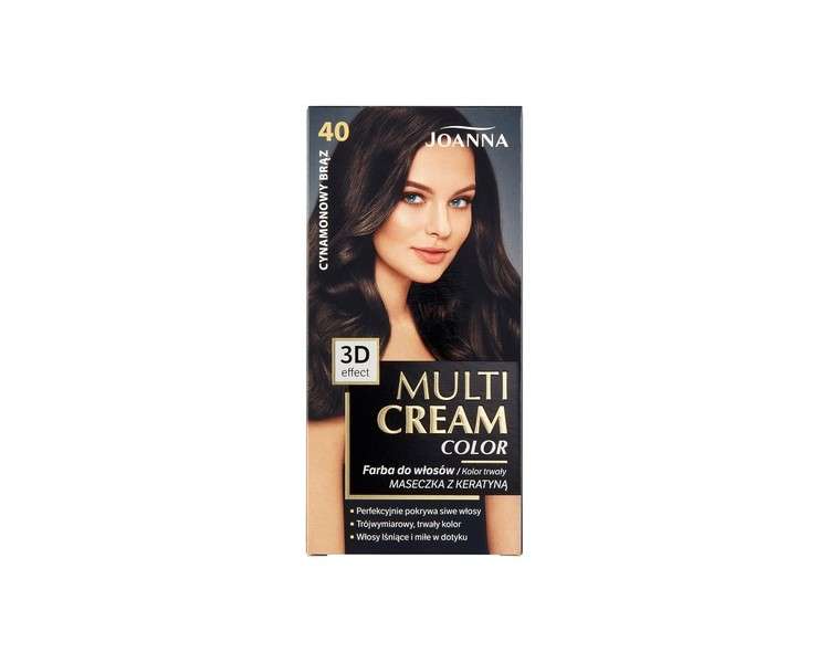 Joanna Professional Multi Cream Color Hair Color for Women - Provides Long Lasting Color - 3D Depth Effect - Covers Gray Hair - Root Color - Color Cinnamon Brown 40