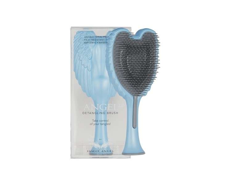 Tangle Angel Hair Extension Brush Anti-Static Soft Bristle Paddle Brush for Straight or Wavy Hair Matt Satin Blue