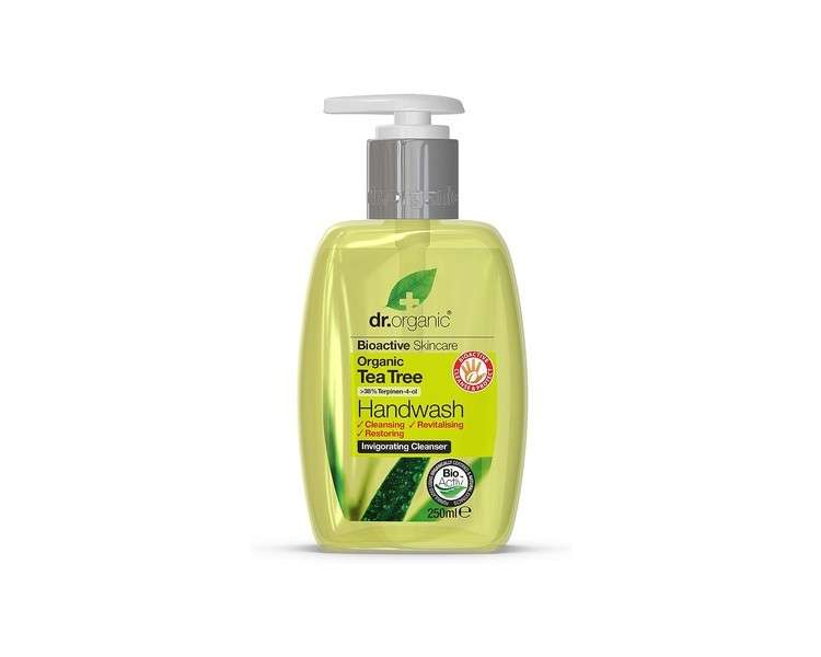 Dr Organic Tea Tree Hand Wash Purifying Cleansing Natural Vegan Cruelty-Free Paraben & SLS-Free 250ml