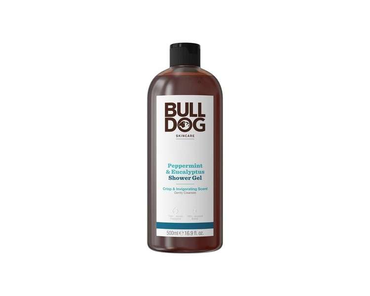 Bulldog Peppermint and Eucalyptus Shower Gel Crisp and Invigorating Body Wash 500ml