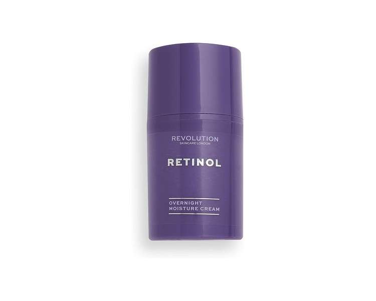 Revolution Skincare London Retinol Overnight Face Cream Reduces Fine Lines Wrinkles Blemish Formation Fragrance Free Vegan Cruelty-Free 50ml