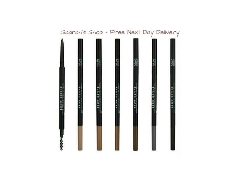 MUA Makeup Brow Define Micro Precision Eyebrow Pencil & Spooly - 6 Shades Vegan