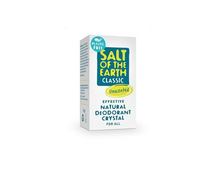 Salt Of The Earth Natural Deodorant Crystal Without Plastic 75g - Fragrance Free Vegan Long Lasting Protection