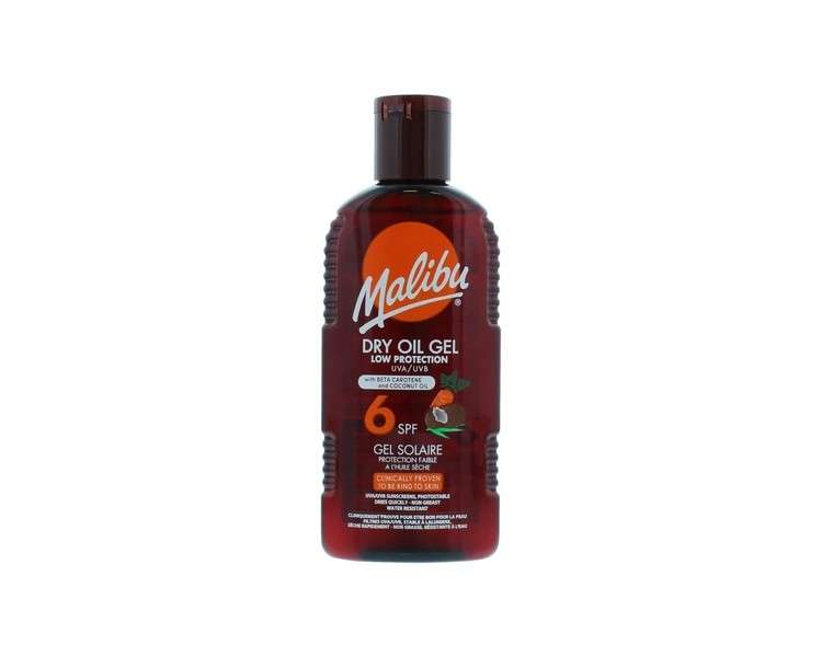 Malibu Sun SPF 6 Non-Greasy Dry Oil Gel with Beta Carotene and Coconut Oil 200ml