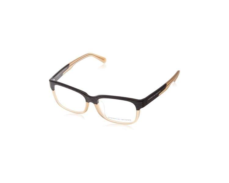 Porsche Design Eyeglasses P 8707 B Acetate Black Metallic Beige Transparent