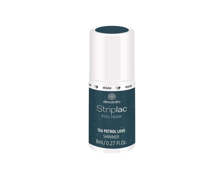 alessandro Striplac Peel or Soak Vegan Petrol Love LED Nail Polish 8ml Petrol Blue with Shimmer