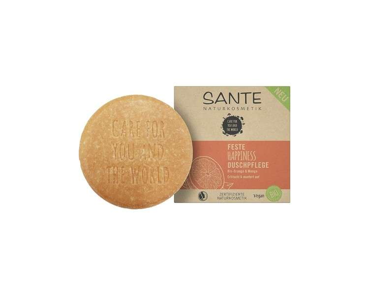 SANTE Naturkosmetik Solid Shower Soap for Soft Skin with Organic Orange and Mango 80g