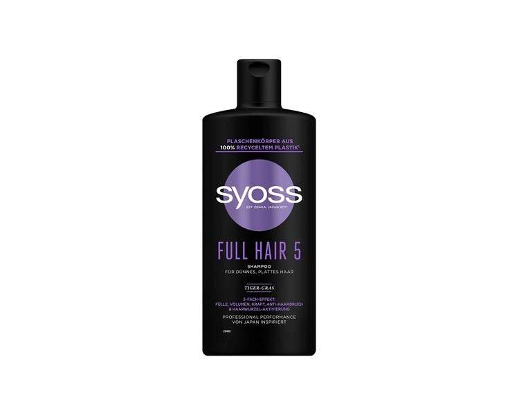 Syoss Full Hair 5 Volumizing Shampoo 440ml - Vegan Formula with Amino Complex