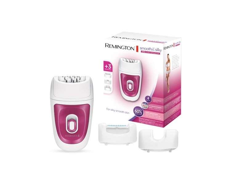 Remington Smooth & Silk EP3 3-in-1 Epilator with 40 Titanium Coated Tweezers and 3 Attachments White/Pink