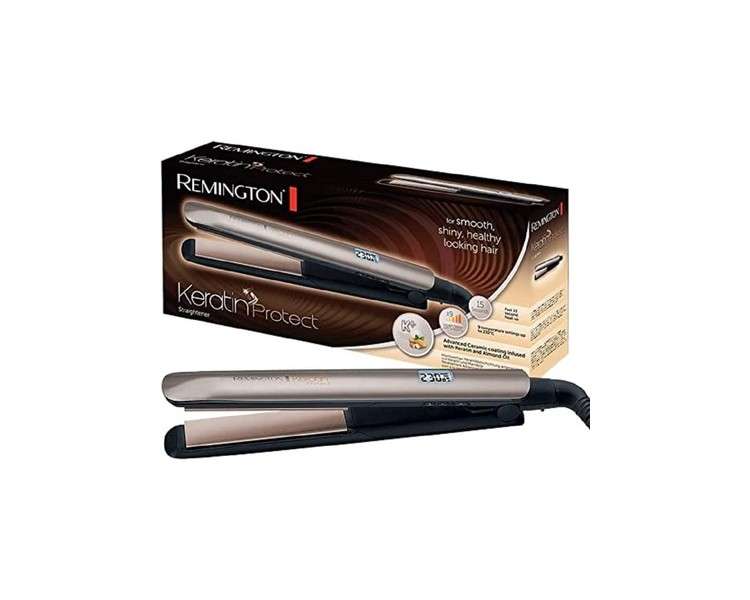 Remington Keratin Infused Ceramic Hair Straightener with LCD Display 10 Temperature Settings 150-230°C - Single