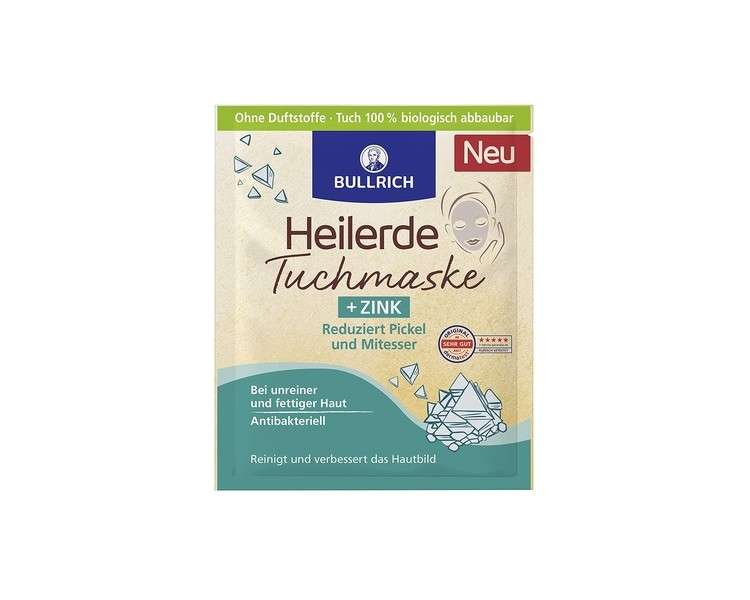 Bullrich Heilerde Zinc Face Mask Reducing Pimples and Blackheads - 1 Mask