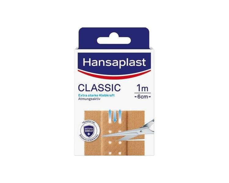 Hansaplast Classic Plaster 1m x 6cm with Extra Strong Adhesive and Bacteria Shield