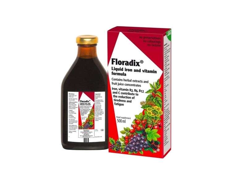 Floradix Liquid Iron and Vitamin Formula 500ml Wheat