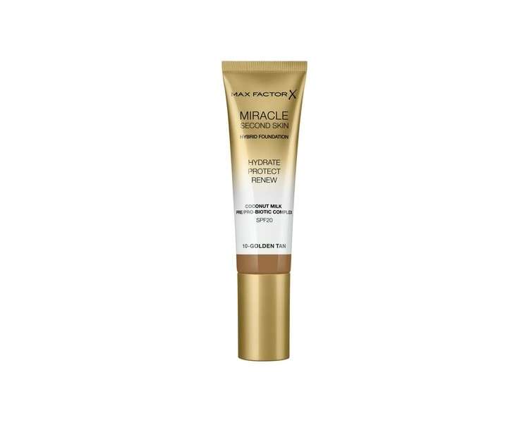 Max Factor Miracle Second Skin Hydrating Foundation Golden Tan 30ml