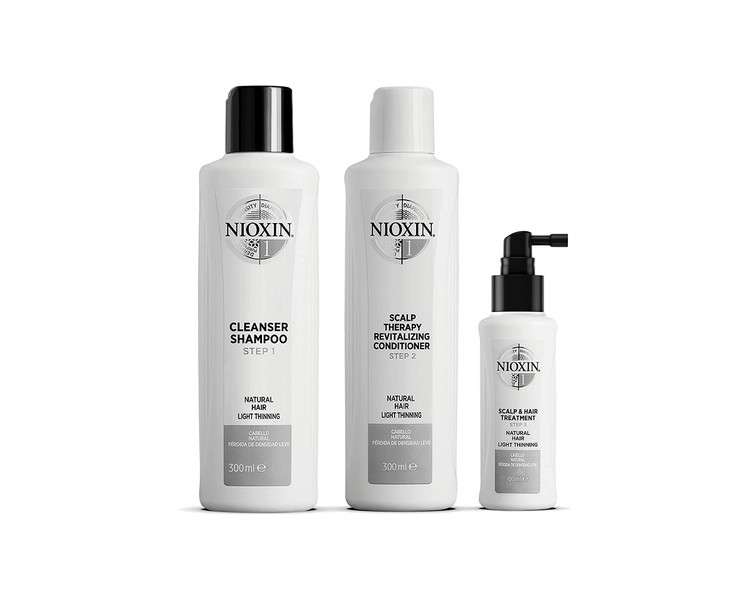 Nioxin System 1 Natural Hair Light Thinning Kit for Unisex 3 Piece Set