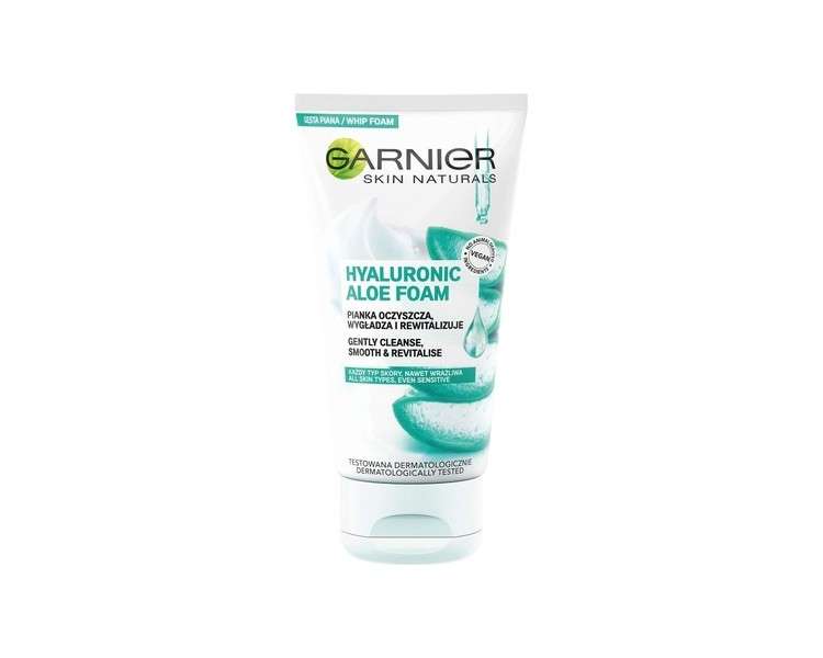 Garnier Skin Naturals Hyaluronic Aloe Cleansing Foam for All Skin Types, Even Sensitive 150ml