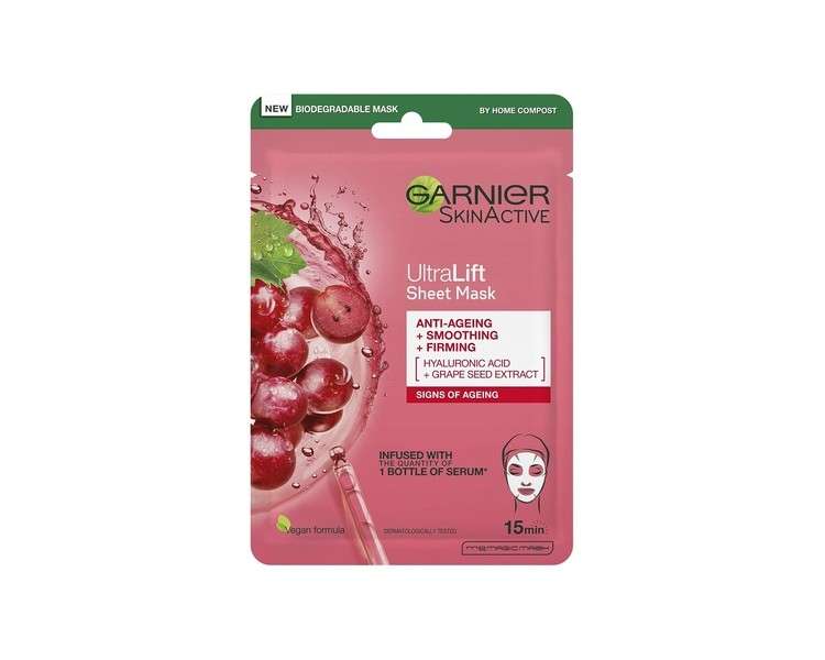 Garnier Ultralift Anti Ageing Radiance Boosting Face Sheet Mask 28g