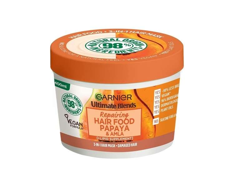 Garnier Ultimate Blends Hair Food Papaya 3-in-1 Damaged Hair Mask Treatment 400ml