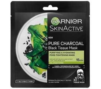 Garnier Pure Charcoal Black Tissue Mask Cleansing and Moisturising Pore Tightening Mask on Carbon Fabric