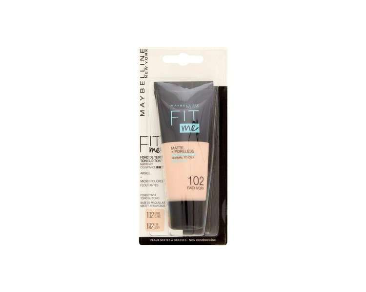 Maybelline New York Fit Me Matte & Poreless Fluid for Normal to Oily Skin 102 Ivory 30ml