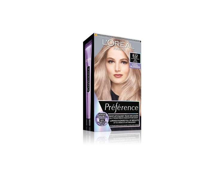 Loreal Preference Hair Color 8.12 Alaska - Light Ash Beige Blond