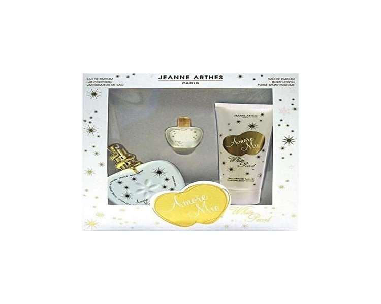 Jeanne Arthes Amour Mio White Pearl Gift Set 100ml EDP 100ml Body Lotion 7ml EDP - Pack of 3