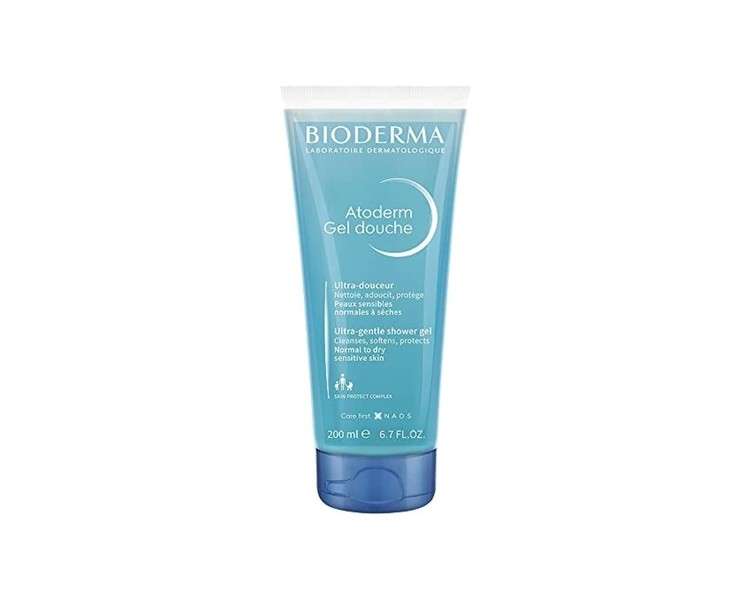 Bioderma Atoderm Shower Gel Gentle Body Wash Cleanses Softens and Protects Normal to Dry Sensitive Skin with Glycerin and Niacinamide 200ml