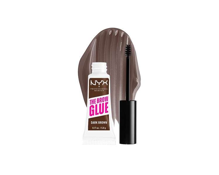 NYX Professional Makeup The Brow Glue Extreme Hold Tinted Eyebrow Gel Dark Brown 0.17 Fl Oz