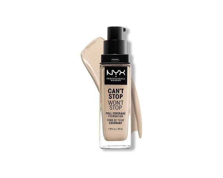 NYX Professional Makeup Can't Stop Won't Stop Full Coverage Foundation Vegan Formula Matte Finish Fair 01.5