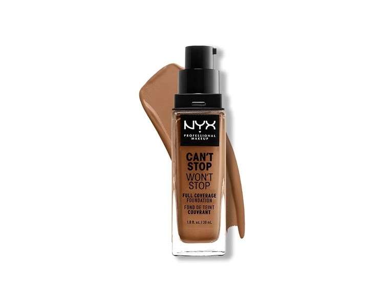 NYX Professional Makeup Can't Stop Won't Stop Full Coverage Foundation Vegan Formula Matte Finish Warm Caramel 15.7