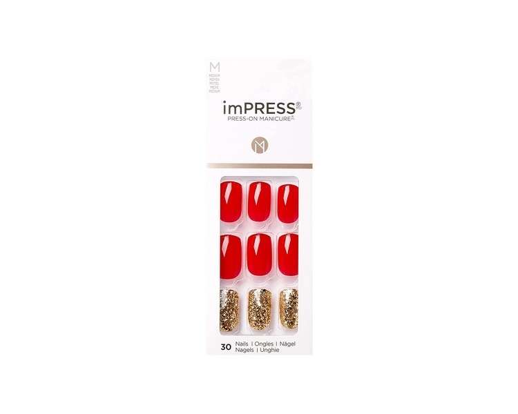 KISS imPRESS Press-On Manicure Memories Medium Length Square with PureFit Technology - 30 Fake Nails