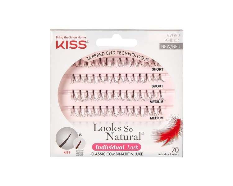 KISS Haute Couture Individual Lash Clusters Natural Premium Lashes Style Luxe Short & Medium Length Mini Knot Technology Includes Lash Glue 70 Fake Lashes Black