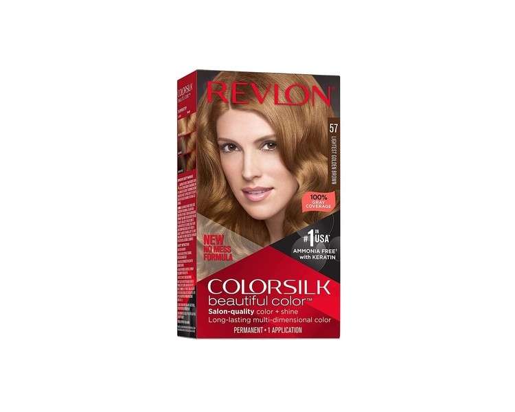 Revlon ColorSilk Beautiful Color Permanent Hair Color 57 Lightest Golden Brown 1 Each