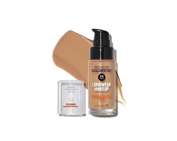 Revlon ColorStay Liquid Foundation for Combination & Oily Skin SPF 15 Medium-Full Coverage with Matte Finish 1.0oz