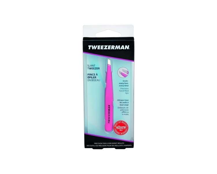 Tweezerman Slant Tip Eyebrow Tweezer Stainless Steel Pink