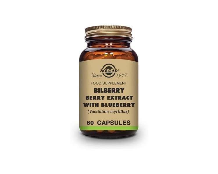 Solgar Standardized Full Potency Bilberry Berry Extract Vegetable Capsules 60 Count