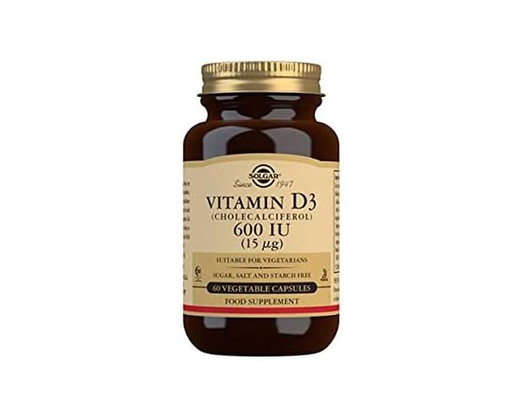 Solgar Vitamin D3 600 IU Vegetable Capsules 60 Count