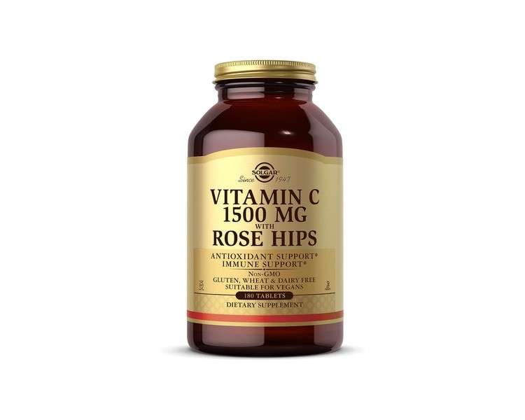 Solgar Vitamin C 1500mg with Rose Hips - Healthy Immune System - Antioxidant - Vegan - 180 Tablets