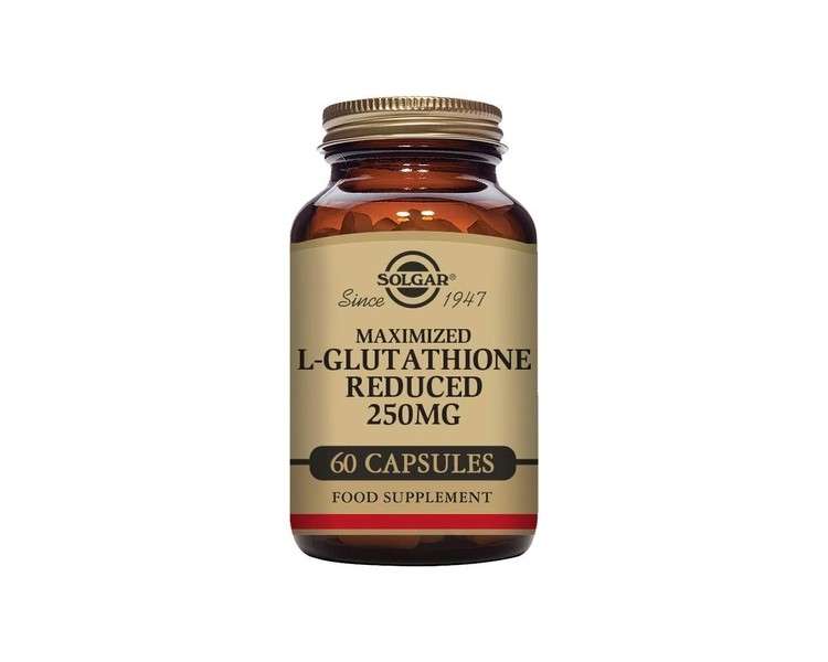 Solgar Maximised L-Glutathione Reduced 250mg Vegetable Capsules - High Potency Source - Amino Acid - Vegan