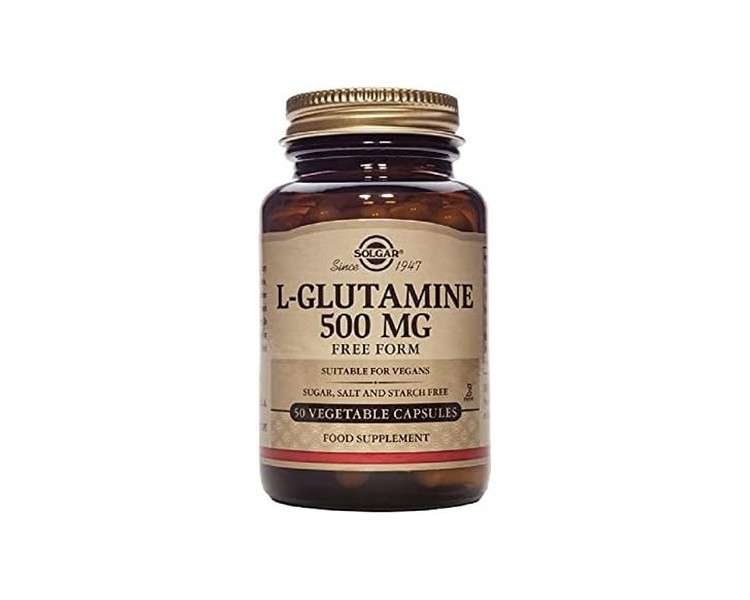 Solgar L-Glutamine 500mg Vegetable Capsules - Fuel For Muscles - Supports An Active Healthy Lifestyle - Vegan and Gluten Free