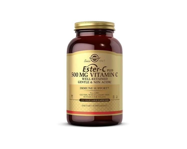 Solgar Ester-C Plus Vitamin C Complex with Patented Ester-C, Bioflavonoids, Acerola, Rose Hips and Rutin 250 Vegan Tablets 500mg