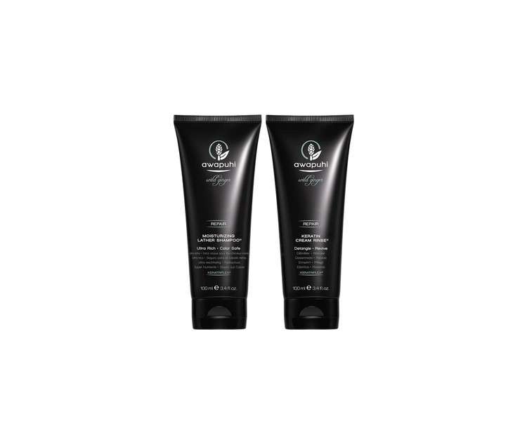 Awapuhi Wild Ginger by Paul Mitchell Nourishing Moisturizing Lather Shampoo and Keratin Cream Rinse Duo 3.4 Fl Oz