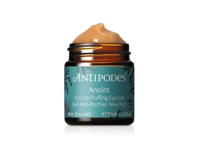 Anoint H₂O De-Puffing Eye Gel Hydrating Eye Gel for Puffy Eyes Dark Circles & Eye Bags Coffee Cucumber & Manuka Honey All Skin Types 30ml