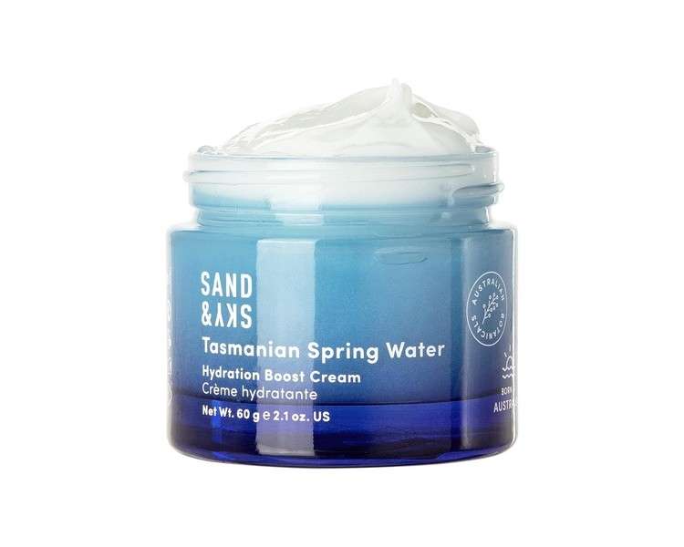 Sand & Sky Tasmanian Spring Water Hydration Boost Cream Hyaluronic Acid Face Moisturizer Lightweight Cream for All Skin Types 60ml