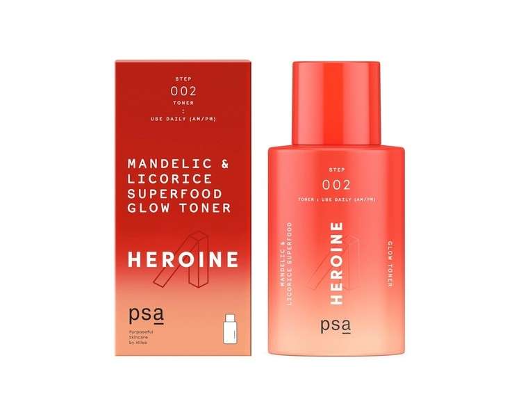 PSA HEROINE Mandelic & Licorice Superfood Glow Toner Pore-Refining Daily Toner with 6% Mandelic + Lactic Acid Niacinamide Licorice Root 100ml