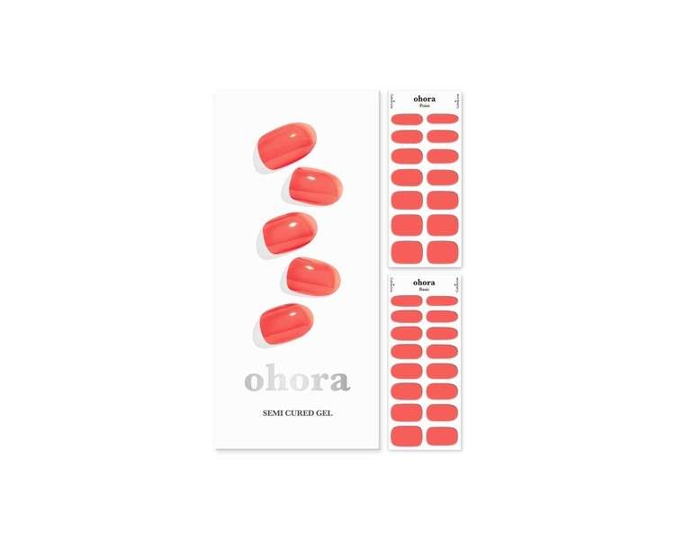 ohora Semi Cured Gel Nail Strips N Tint Cherry - Works with Any Nail Lamps Salon-Quality Long Lasting Easy to Apply & Remove - Includes 2 Prep Pads Nail File & Wooden Stick